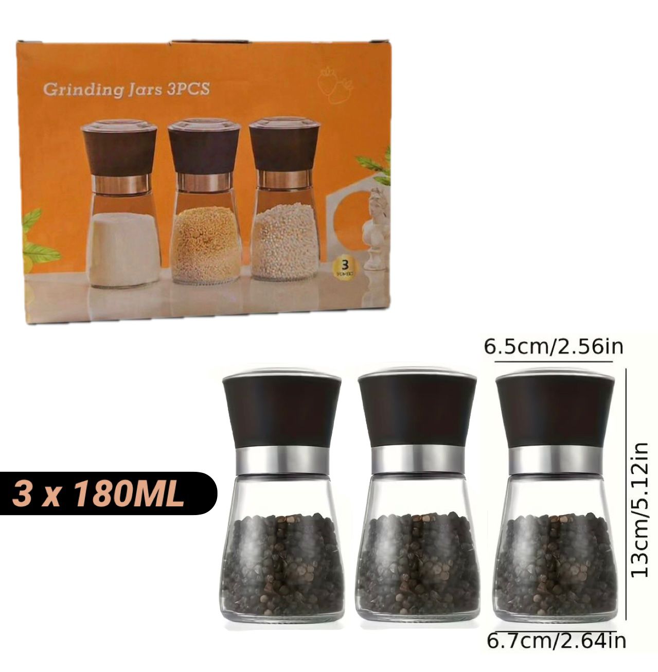 Spice Grinder Set (3 Pc) (180ml)
