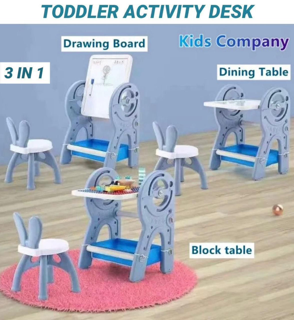 Toddler Activity Desk (With Chair & Blocks)(3 in 1)