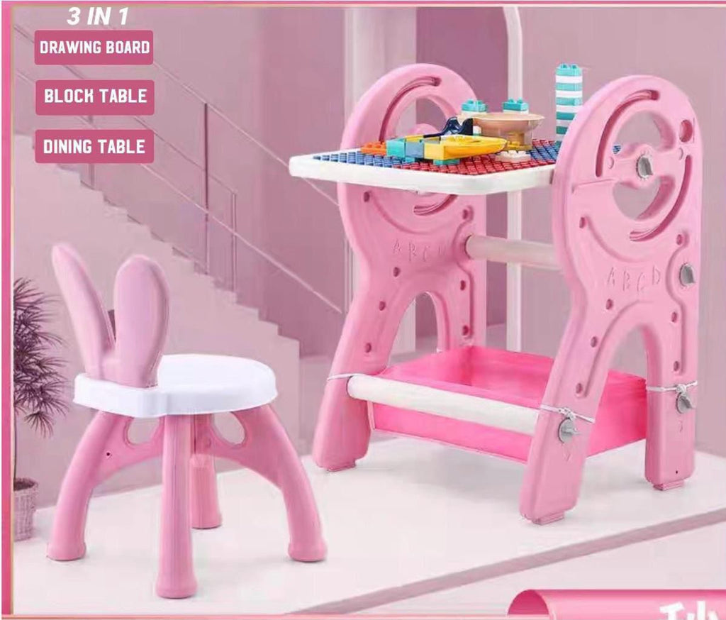 Toddler Activity Desk (With Chair & Blocks)(3 in 1)