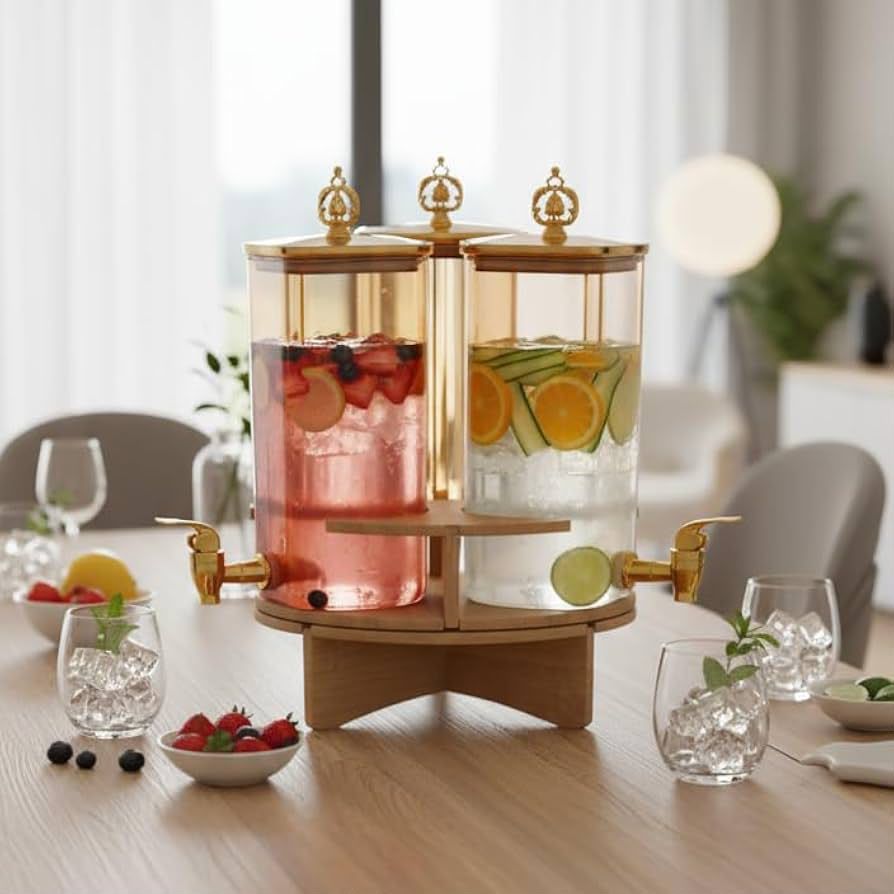 3 Tank Juice Dispenser(Rotatable) (Wooden Stand)