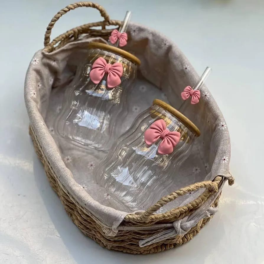 Wavy Glass with Bamboo Lid (480ml)